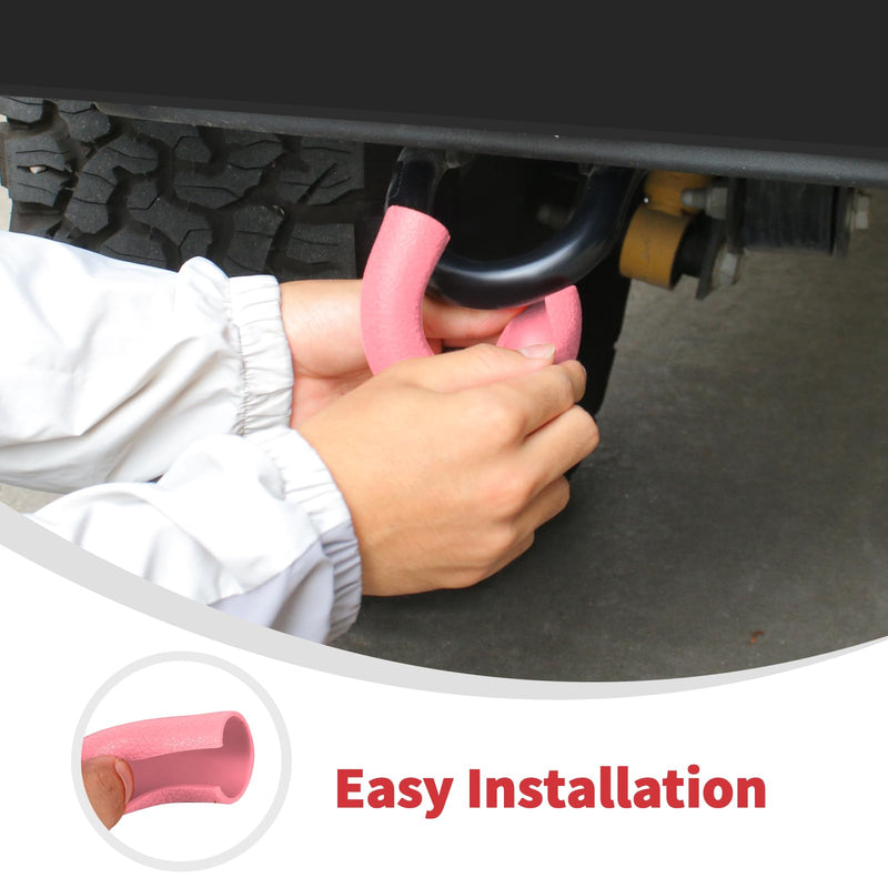 Linskip Tow Hook D Ring Covers Fit for 2021-2024 2025 Ford Bronco Accessories, Rear Bumper Tow Hook Rubber Sleeve Protectors for Bronco Raptor Accessories(Pink) Pink