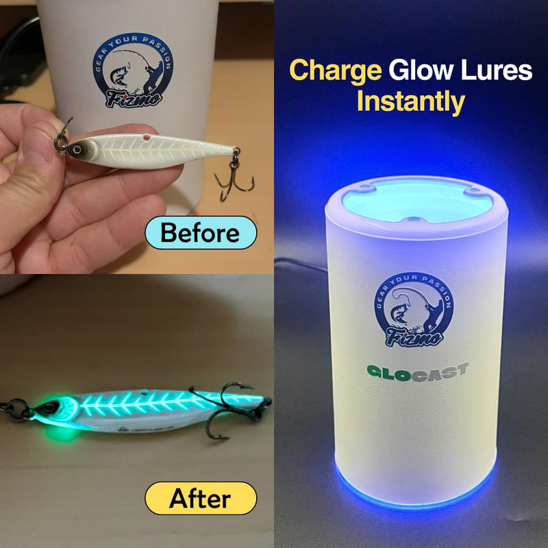 Aramish GloCast Mini - Instant UV Charger for Lures Ice Fishing Night Fishing Glow Baits Jigs Tubes Powerful UV LED Light 6"