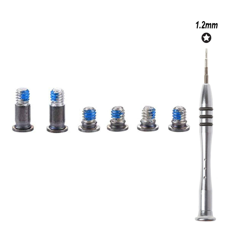 Replacement 6pcs/Set Bottom case Screws + 1pcs 5 Point Pentalobe Screwdriver for MacBook Retina 13'' A1706 (EMC 3071) (EMC 3163) with Touch Bar, A1989 EMC(3214) MR9Q2LL/A, A2251 MWP42LL/A 2018 (Gray) Gray + Screwdriver