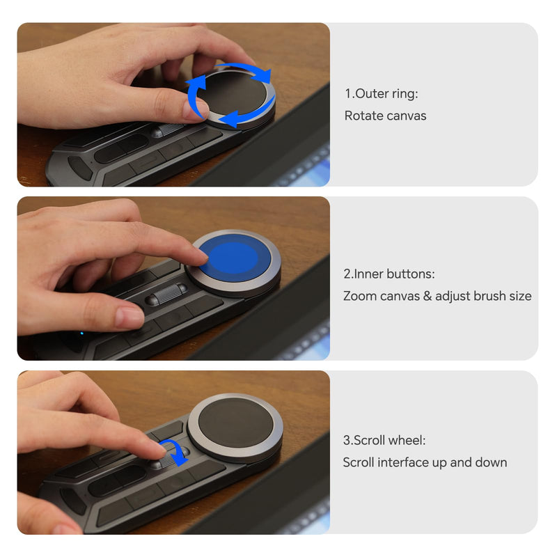 DIGIDRAW K30 Wireless Remote Controller with Dual Dial & 11 Custom Keys | Bluetooth 5.0,USB-C, 82g Lightweight, 40-Hour Battery Life, for PS/Sai/CDR