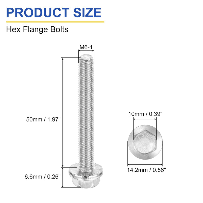 uxcell 25Pcs M8 x 80mm Hex Serrated Flange Bolts Screws, 304 Stainless Steel Flanged Hex Head Bolts Flange Hexagon Screws for Households, Machine Tools, and DIY Project, Silver M8x80mm 25