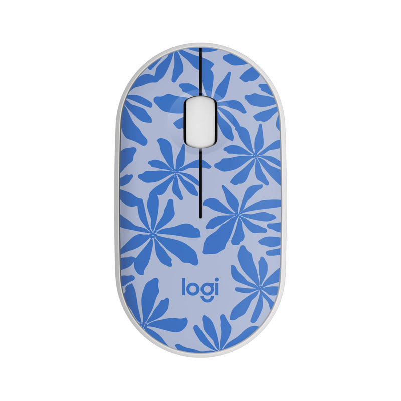 Logitech M340 Wireless Mouse with Limited Edition Prints, USB Receiver and Silent Clicks, Portable Wireless Mouse for Laptop, PC, Windows, Chrome, Surface – Blue Floral