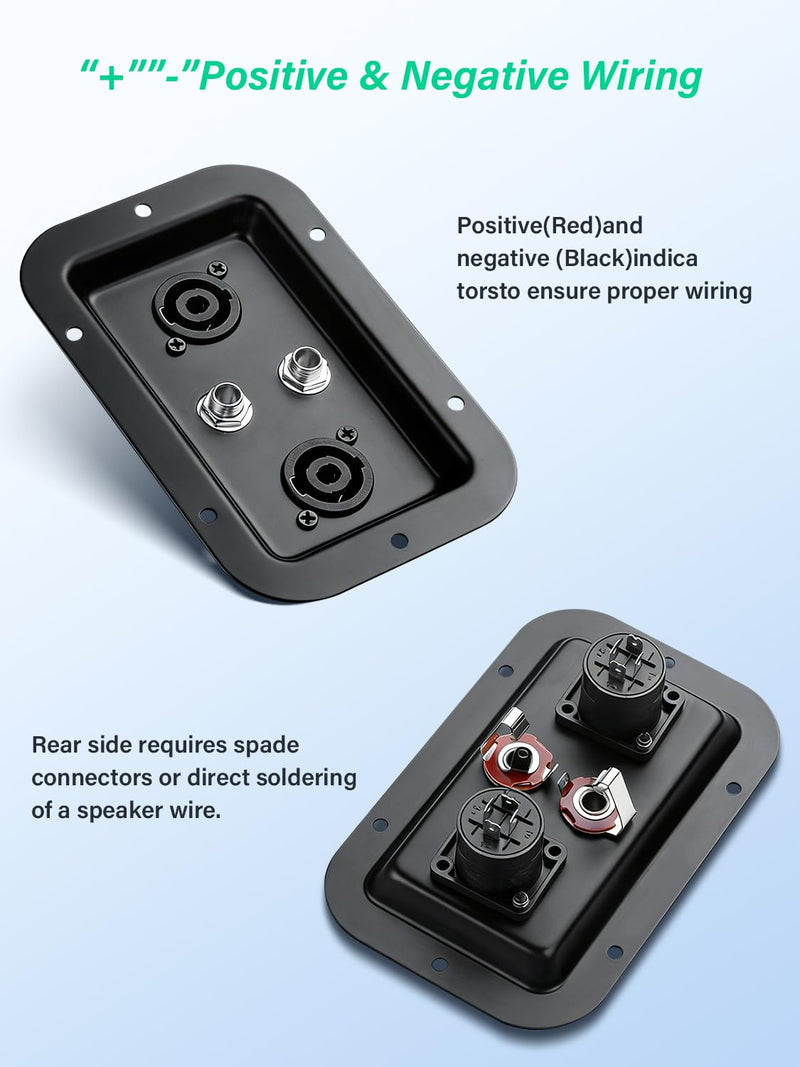 Speaker Junction Box,with Dual NL4FC 4 Pin Speakon Socket & 1/4" Female Jacks for Stage Speaker, Car/Home Audio DIY (2 Pack)
