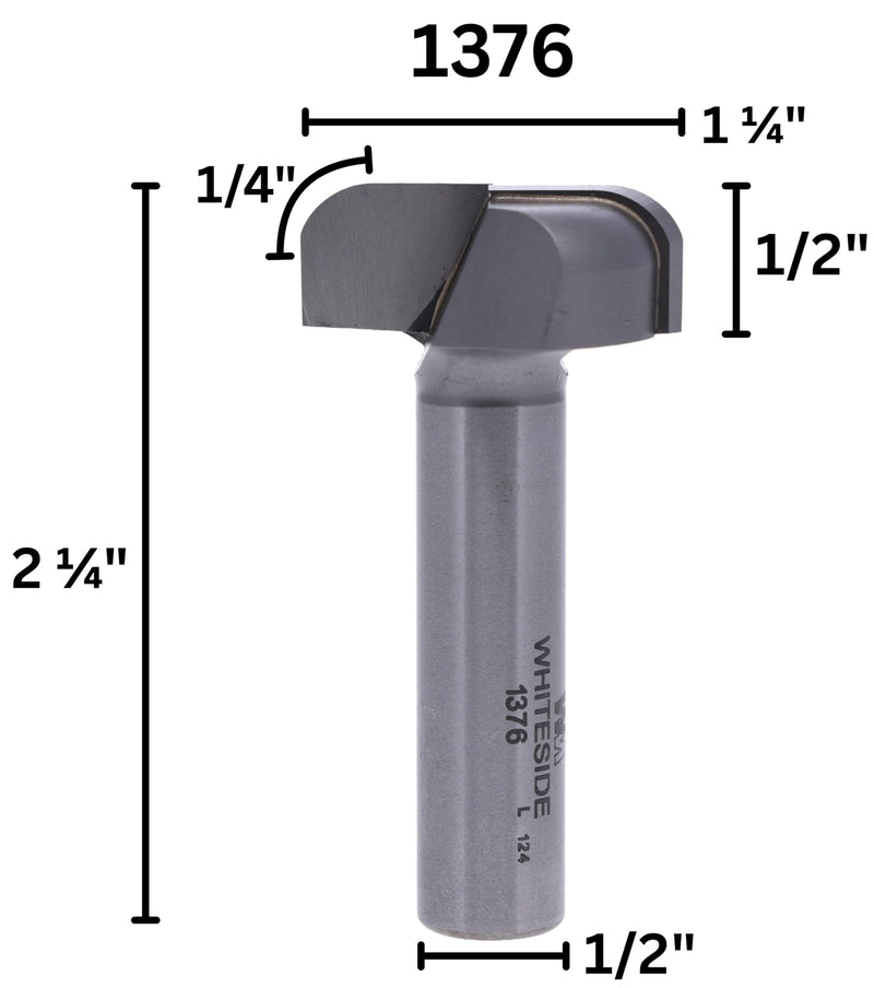 Whiteside Router Bits 1376 Bowl and Tray Bit with 1/4R 1-1/4-Inch Cutting Diameter and 1/2-Inch Cutting Length