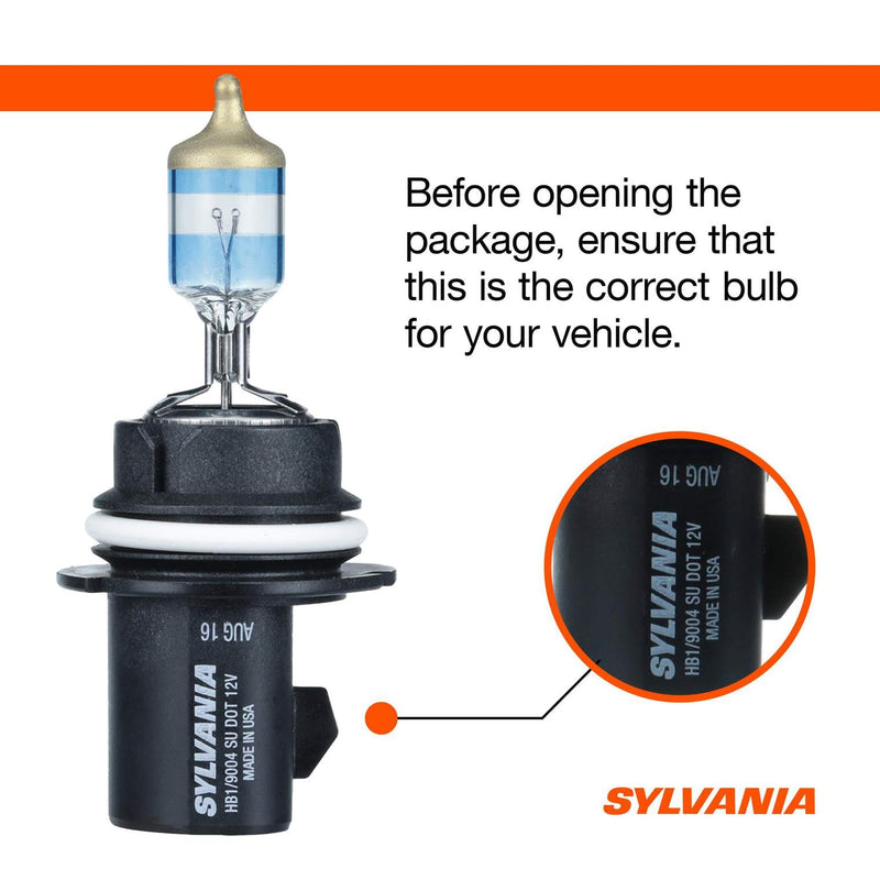SYLVANIA - 9004 SilverStar Ultra - High Performance Halogen Headlight Bulb, High Beam, Low Beam and Fog Replacement Bulb, Brightest Downroad with Whiter Light, Tri-Band Technology (Contains 2 Bulbs)