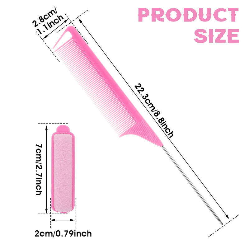  [AUSTRALIA] - 24Pcs Foam Hair Rollers for Women, Heatless Sponge Rollers for Hairsleeping, Short Thin Mediumhair, Foam Sponge Hair Roller, and 1 Rat Tail Comb for Hairdressing Styling(Pink)