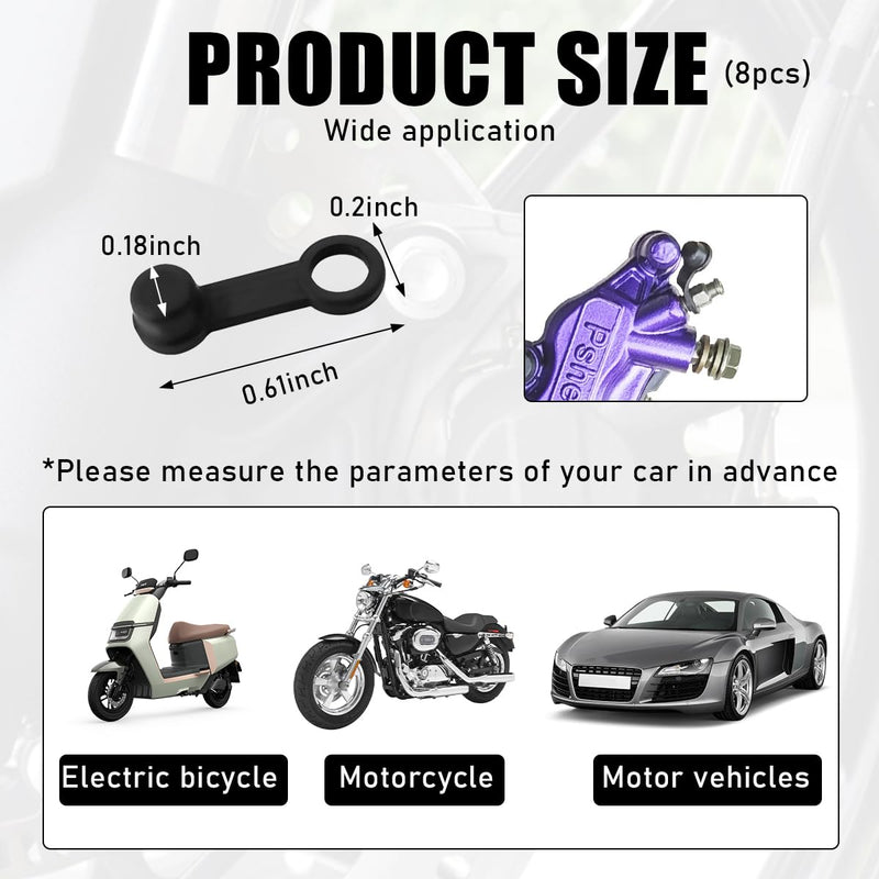 8PCS Brake Bleed Nipple Cap, 8mm Rubber Car Brake Bleeder Screw Grease Dust Cover, Vehicle Brake Bleeder Nipple Cap Replacement for Motorcycle Motorbike, Car Accessories 8 PCS