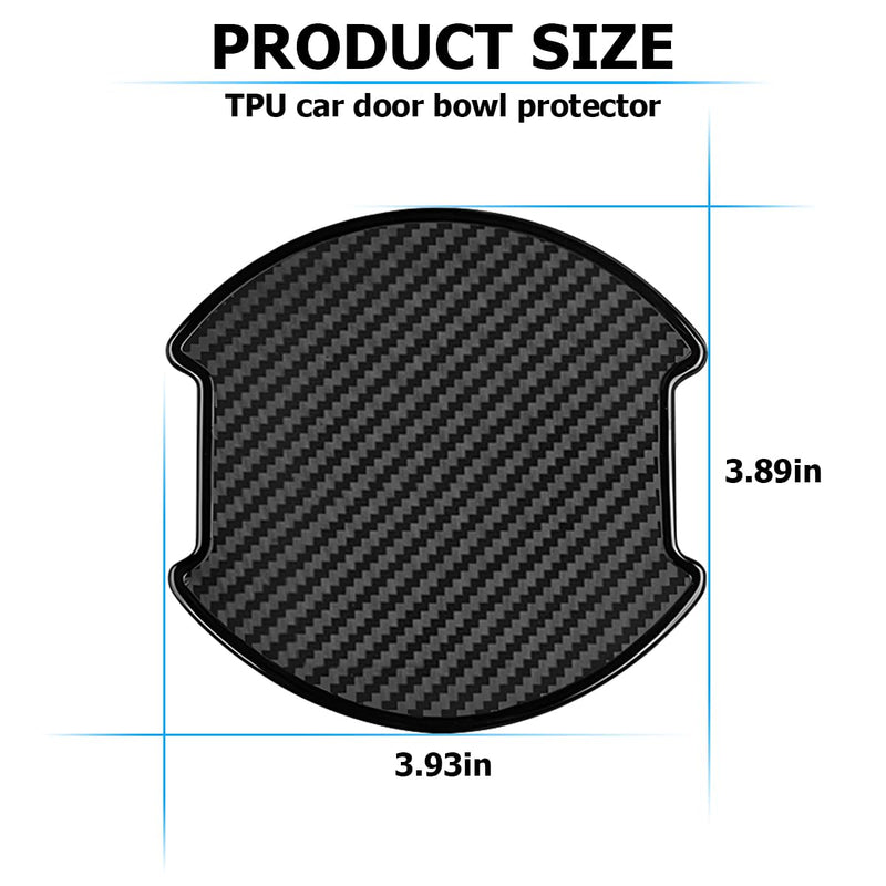 Mandark Car Door Handle Cup Scratch Protector, 4PCS 3D TPU Carbon Fiber Vehicle Door Bowl Sticker, Automotive Door Handle Paint Protective Film Cover Accessories, Universal for Most Cars (Large) Large