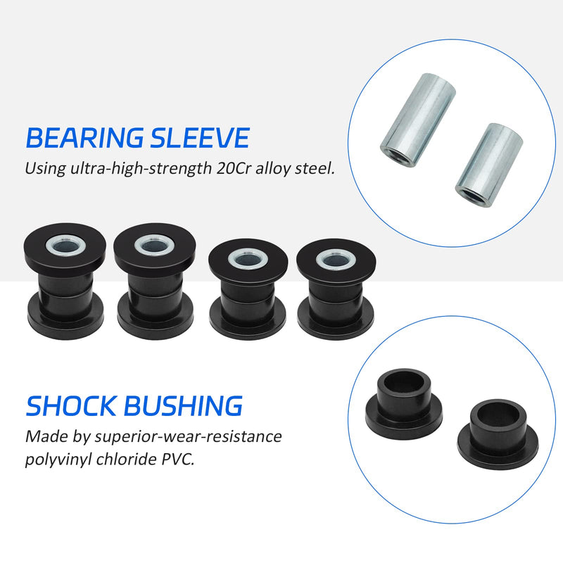 Rear Shock Bushing 8 Pcs & Sleeve 4 Pcs for Polaris Ranger 400 425 500 570 700 800 900 1000 Diesel ETX EV TM