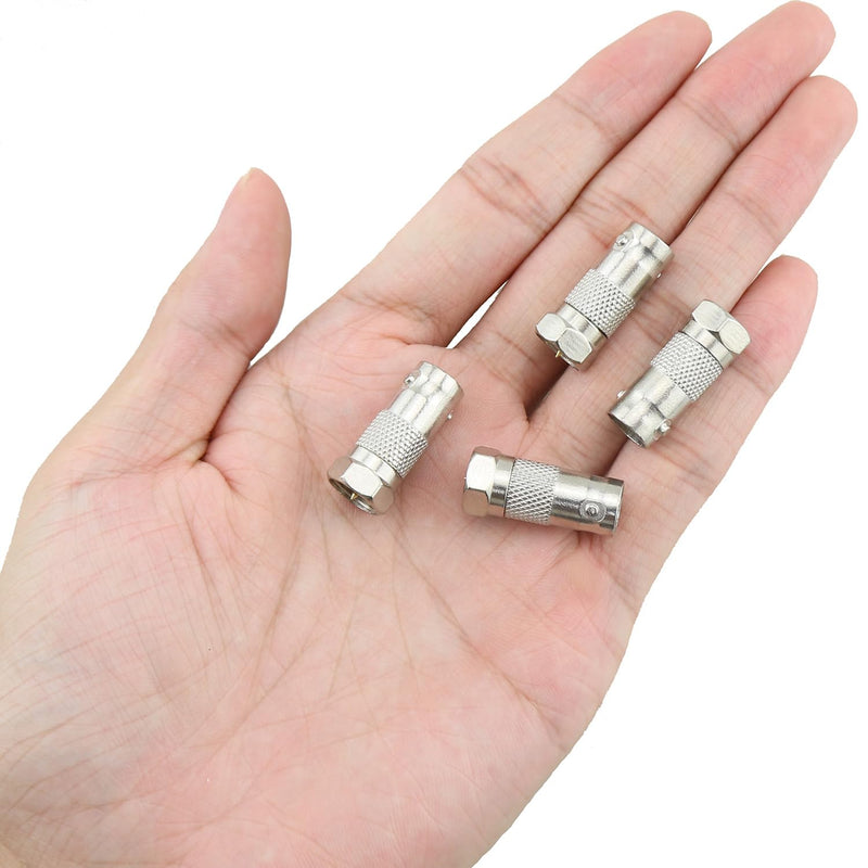 4PCS Nickel Plated Zinc Alloy F Type Male to BNC Type Female Coaxial Connector Suitable for Radio Antennas and Video Applications