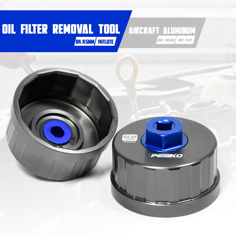 64mm 14 Flute Oil Filter Wrench for Toyota, Lexus and Scion, Precision Machined Aircraft Aluminum Oil Filter Removal Tool for Easily Remove Oil Filter 64mm Oil Filter Wrench