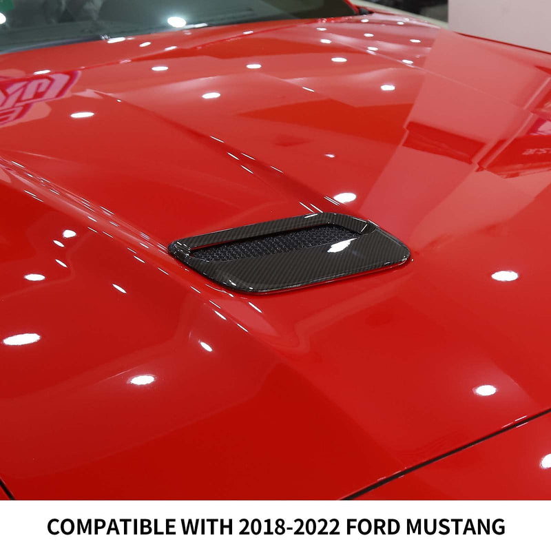Hoolcar Engine Hood Air Outlet Vent Cover Trim Compatible with 2018-2022 Ford Mustang, Exterior Accessory, Carbon Fiber