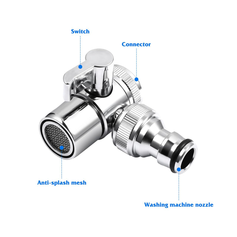 DOITOOL 3-Way Sink Faucet Diverter Valve, Copper faucet adapter for portable washer Washing Machine, Countertop Dishwasher Splitter with Aerator Hose Connector