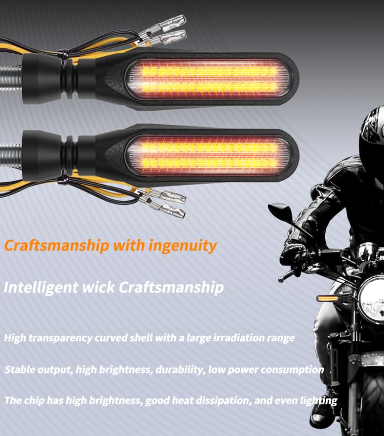 Motorcycle Indicators High Brightness Sequential Flowing Turn Signal Lights For DC12V Motorbike Scooter Off Road (Pack of 4) 4.2Inch (Pack of 4PCS)