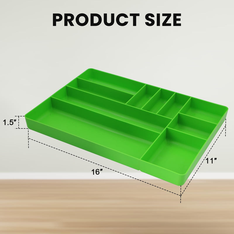 10-Compartments Tool Box Organizer Tray (2, Green) | Stackable Design, Drawer Organizer Tray, Tool and Parts Tray, Holder for Small Parts 2