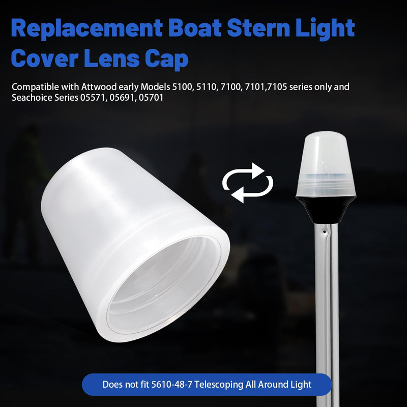 91017B7 Replacement Boat Stern Light Cover Lens Cap Compatible with Attwood Boat Anchor Light Cover, fit All-Round Light Screw-On Replacement Globe, Navigation Light Accessory Rear Boat Light Cover
