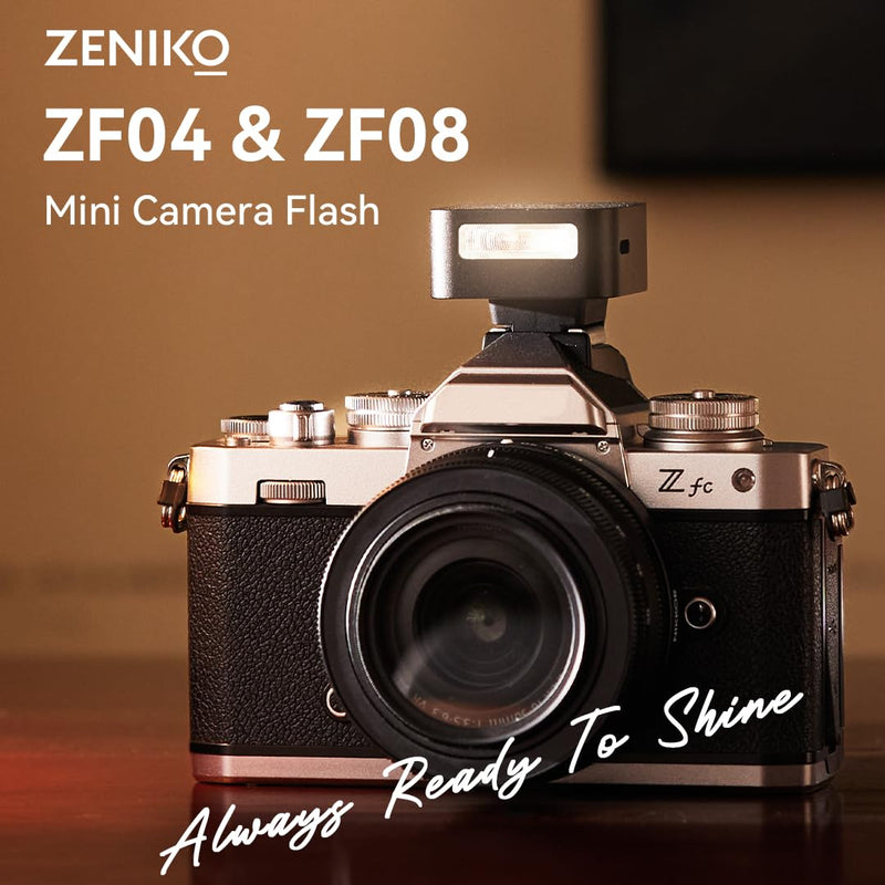 Zeniko ZF08 Flash for Camera w/Flash Height Booster, GN16, CCT 6500k ±200k, Universal Hot Shoe Mount, 3s Fast Recycling, Full Power Camera Flashes for Sony/Canon/Nikon/Panasonic/Olympus (Black) ZF08 Black