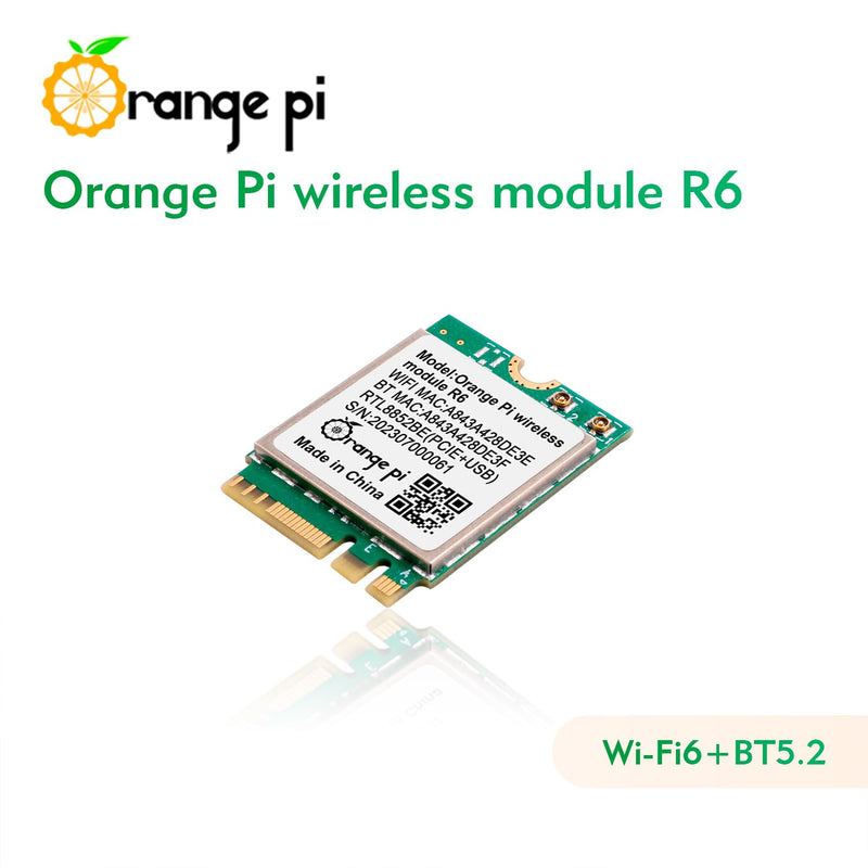 Orange Pi 5 Plus WiFi 6 Module Wireless Card 1201Mbps PCIe Wi-Fi6+BT5.2, Wireless Module R6 Support WiFi Bluetooth Compatible with Orange Pi 5 Plus Singble Board Computers