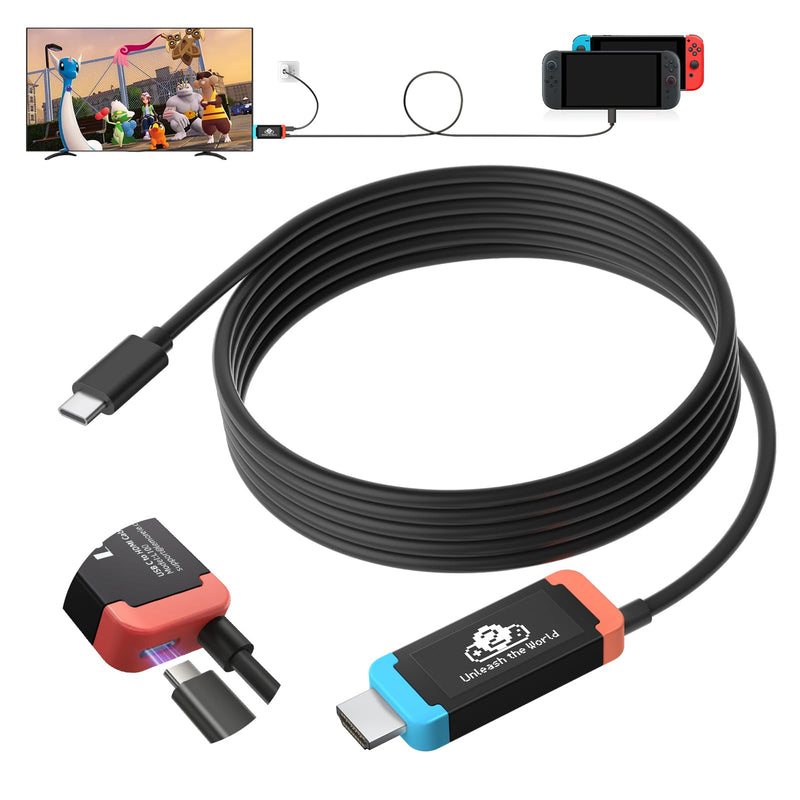 Lemorele 100W PD USB‑C to HDMI Adapter Cable for Switch 2, 4K@60Hz | Compatible with Switch OLED/Original, MacBook, Steam Deck, ROG Ally. DP Alt Mode required. 3.28ft Plug-and-Play Cable