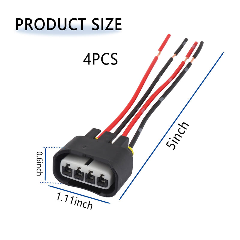 4PCS Ignition Coil Connector - Standard 4 Ports Ignition Coil Wire - Compatible with L4 2.4L Toyota Camry Lexus Scion Pontiac Ignition Coil Pack Connector Harness