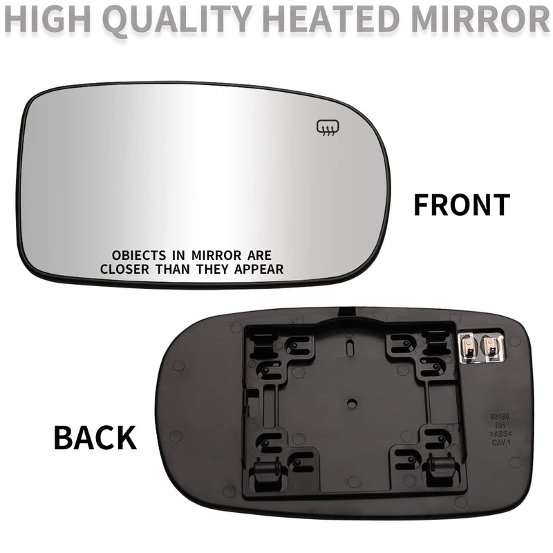 Passenger Side Mirror Replacement for 2011-2017 Chrysler 200, 2012-2021 Chrysler 300, 2011-2021 Dodge Charger, 2012-2021 Dodge Challenger Mirrors Glass - Convex Heated Right Rear View Mirror Passenger Side (Right)