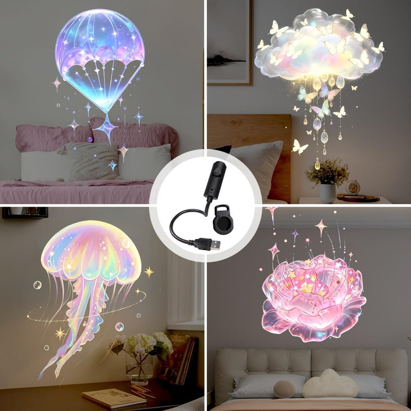 10pcs Portable USB LED Projector Lamp | Marine & Nature Projections, Whale, Butterfly, Jellyfish, Starfish, Wall/Ceiling Compatible, Birthday Gift