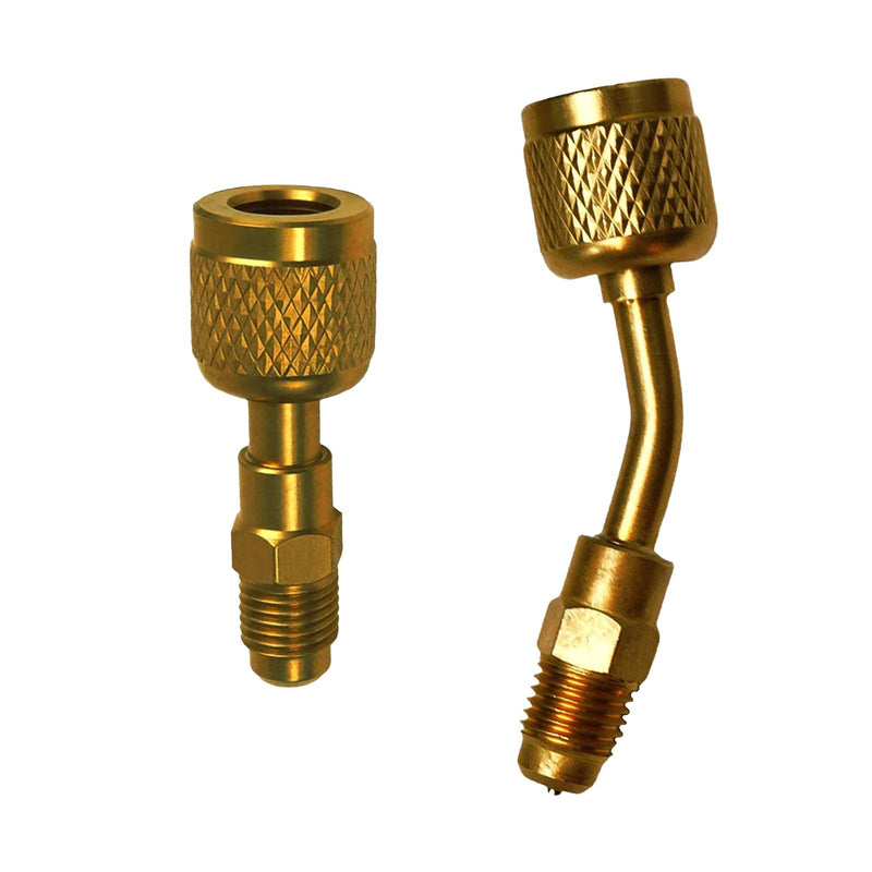 R32 R454B Brass Adapter 45 85 degrees combination, 1/4 Inch Female to 1/4 Inch Male Reverse Thread, for R-454B/R-32 A2L Refrigerant Adapter Set Tanks