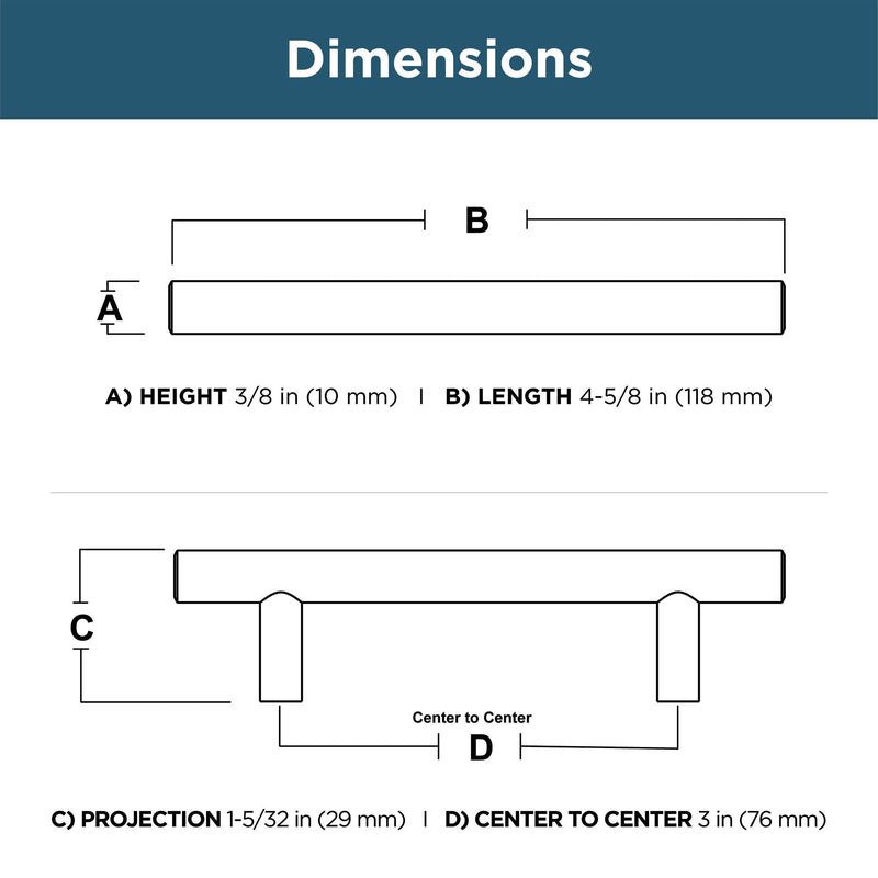 Franklin Brass (30-Pack) – Stainless Steel Cabinet Handles, 3 Inch Hole Center, Modern Pulls for Drawers, Kitchen Cabinet Door, Dressers | Simple Bar 3" (76mm) 30