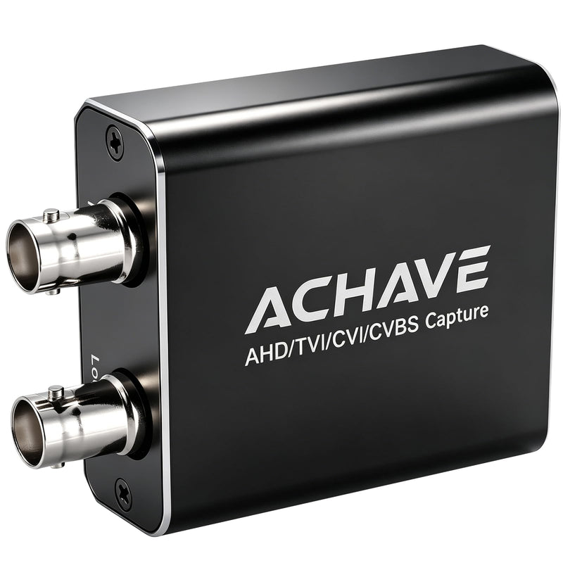 ACHAVE 4-in-1 BNC Video Capture Card with Loopout, AHD/TVI/CVI/CVBS to USB 2.0 Capture Adapter, 1080P Signal Grabber with Audio Input for CCTV Camera, DVR, Game Console, Camcorder, PC/Laptop Recording