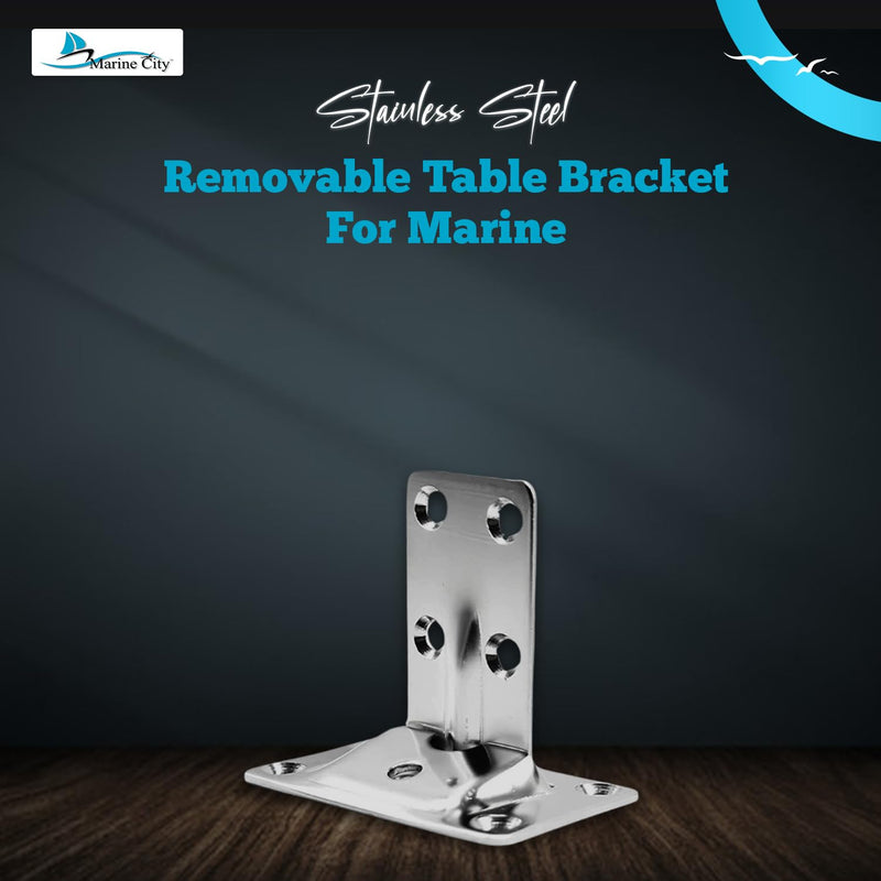 MARINE CITY Removable Table Bracket – Stainless Steel, Rust-Resistant, Easy-Mount Design for Boats, RVs, Caravans – Ideal for Tables, Shelves, and Bunks (Set of 4)