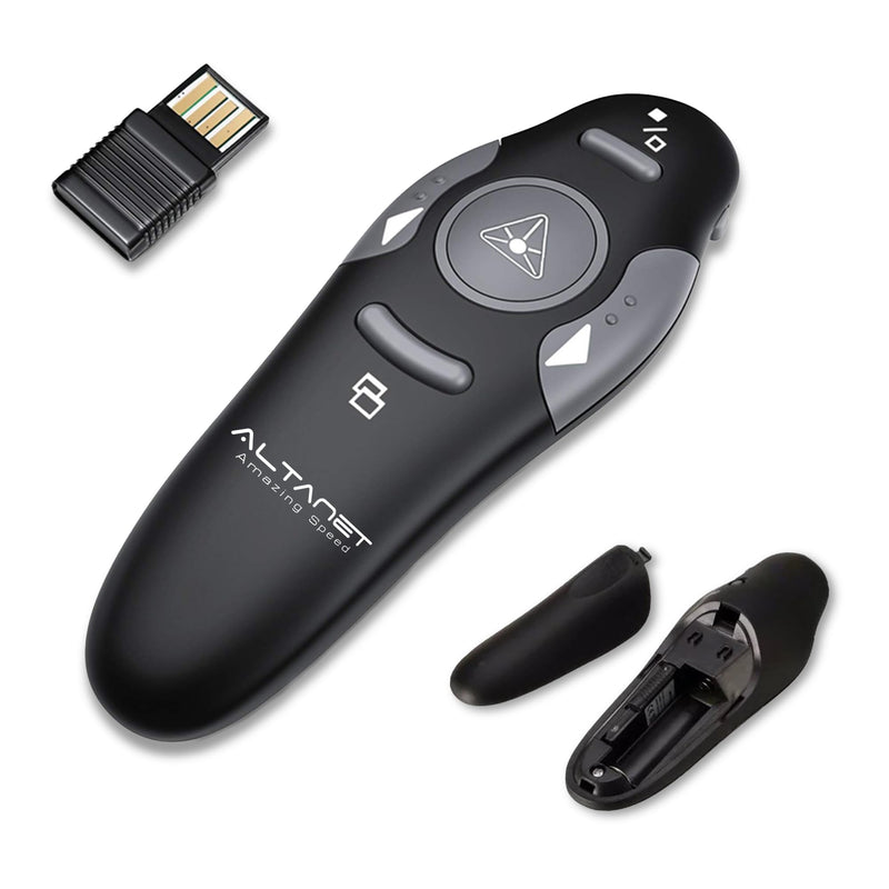 Wireless Presentation Clicker for PowerPoint Presentations, USB Dongle Presenter Remote with Pointer Slide Clickers for Mac/Windows/Linux, Computer/Laptop, Google Slide/PPT/Keynote (Ergonomic) Ergonomic