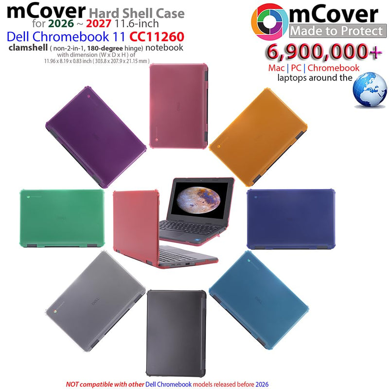mCover Case Compatible Only for 2026+ 11.6" Dell Chromebook CC11260 Clamshell (180 ° Hinge) Educational Laptop (NOT Fitting Any Other Dell Models) - Aqua