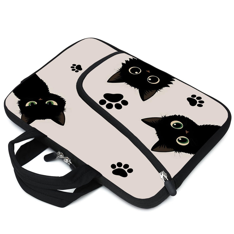 12 Inch Laptop Sleeve Carrying Bag with Handle， Front Pocket for Placing Power Adapter and Mouse for men women Cat-1