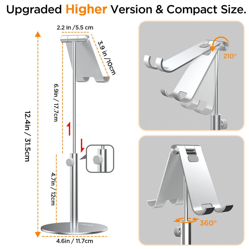 AICase Upgraded iPad Stand - Adjustable Desk Stand for iPad Pro 9.7, 10.5, 11, 12.9 Air Mini 5th/6th Gen, Samsung Tablet, Tab (3.5-13") Silver - Upgraded