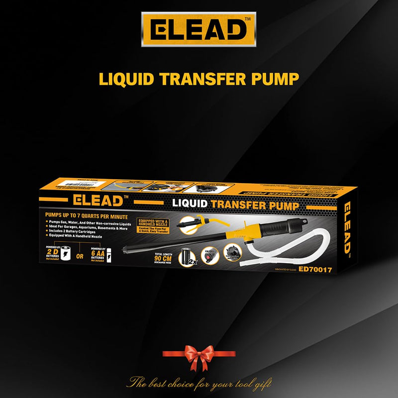 ELEAD Portable Battery Powered Pump - Electric Fuel/Water Transfer Pump 2.2 GPM, Liquid Siphon Pump with Adjustable Flow Control, Gas Pump with Filter Design, Gas Can Pump Ideal 2.2 GPM Yellow