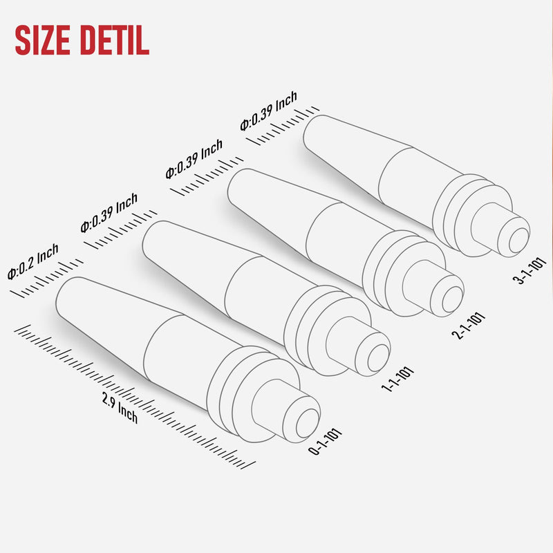 RX WELD 1-101 Series Acetylene Cutting Torch Tips, Size 0-3, Fit V-Style Heavy Duty Torch - Pack of 4