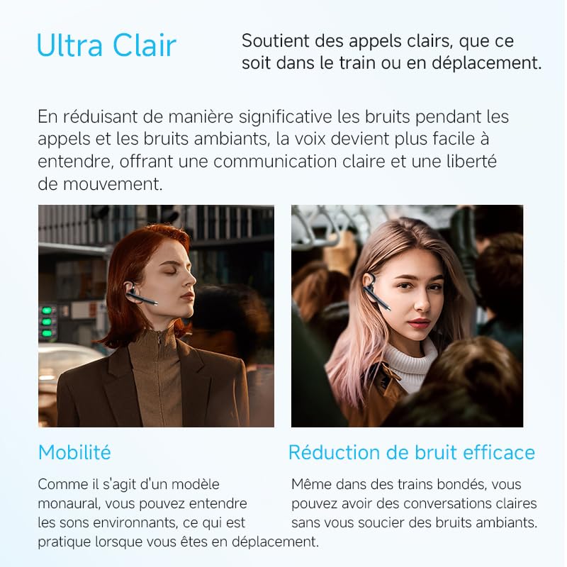 SLuB Bluetooth 5.3+EDR Single-Ear Design, Allows Hearing Surrounding Sounds, in-Ear, 360° Rotation, Suitable for Both Left and Right Ears, Noise Cancellation