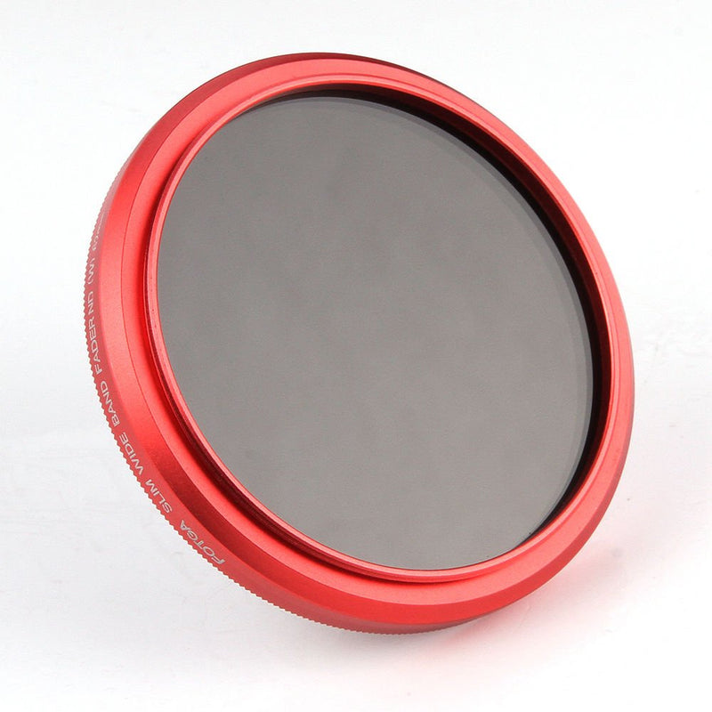 FocusFoto Fotga 49mm Ultra Slim Variable Fader ND2-ND400 Neutral Density ND Filter Adjustable ND2 ND4 ND8 ND16 ND32 ND100 to ND400 for Canon Nikon DSLR Camera Lens with Red Frame Ring
