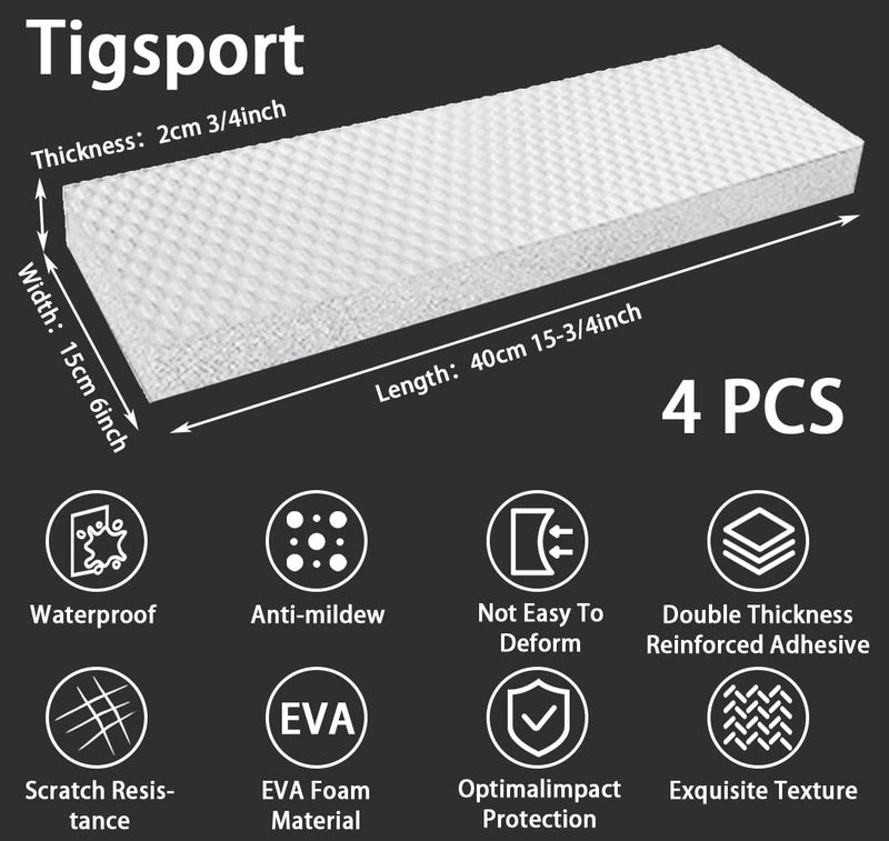 Garage Wall Protector, Garage Car Door Protector Bumper Guard for Inflaming Ultra Self Adhesive EVA Foam for Warehouse (White,4 Pack:15.75" x 5.9" x 0.79") White 4 PACK:15-3/4''x5-29/32''x0.79''