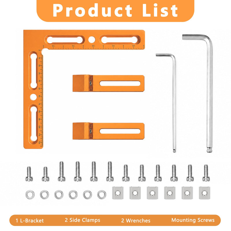 Fuzqq CNC Positioning Side Clamps, Aluminum Low Profile Vise for CNC Router Machines, T-Slot & Perforated Tables Compatible, Repeatable Positioning for Milling, Engraving & Woodworking Orange