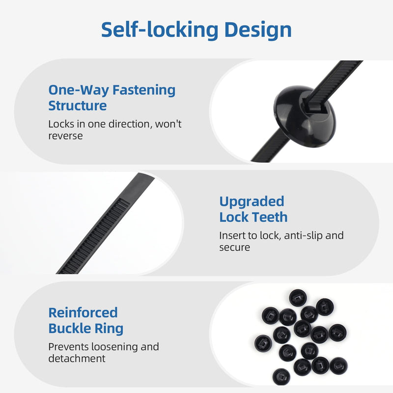 100 Pcs Nylon Universal Cable Tie Buckle for Car - Self-Locking and Easy Install Zipper Clips with Pin & Button Design - UV-Resistant Zip Tie for Quick and Effortless Car Daily Repair 100