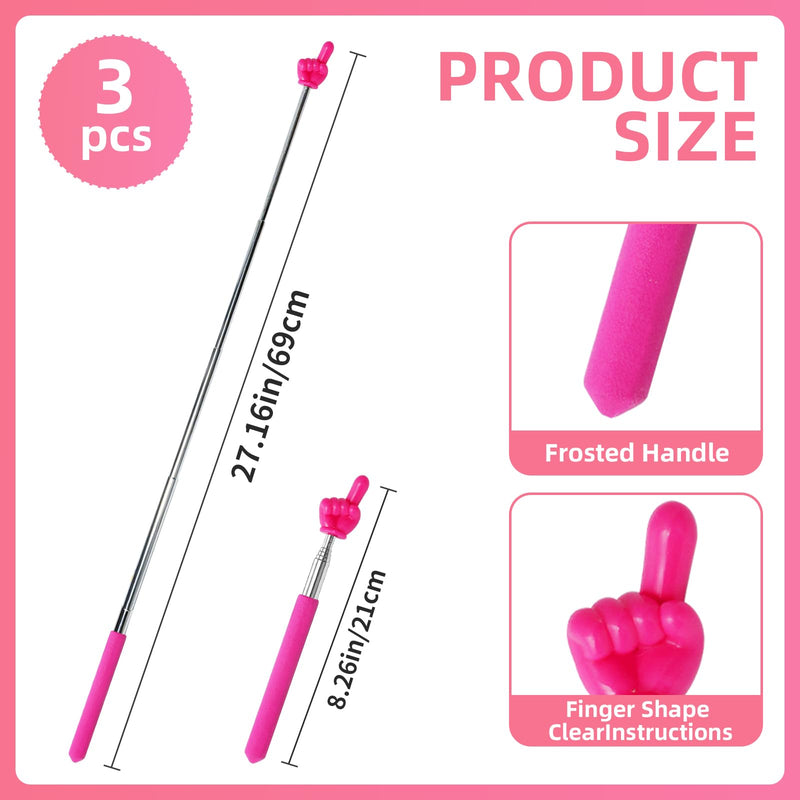 3 Pcs Extendable Hand Pointer Finger Pointer Stick,Mini Retractable Pointer Sticks,Talking Stick,Small Hands,Extendable Pointer Finger,Supplies Classroom(Orange+Green+Pink)