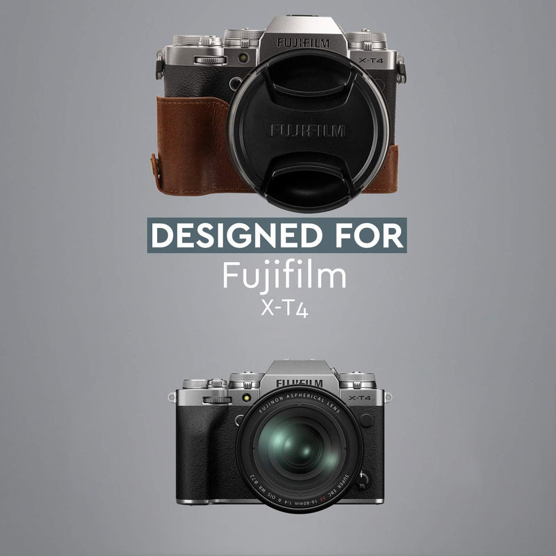 MegaGear MG1924 Ever Ready Genuine Leather Camera Half Case Compatible with Fujifilm X-T4 - Brown