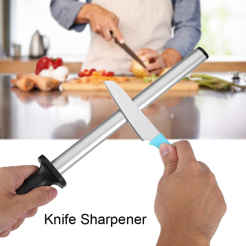 10 Inch Knife Sharpening Honing Rod, Professional Steel Knife Sharpener for Restaurant, Gourmet Chefs, and Home Kitchen Blade Sharpening