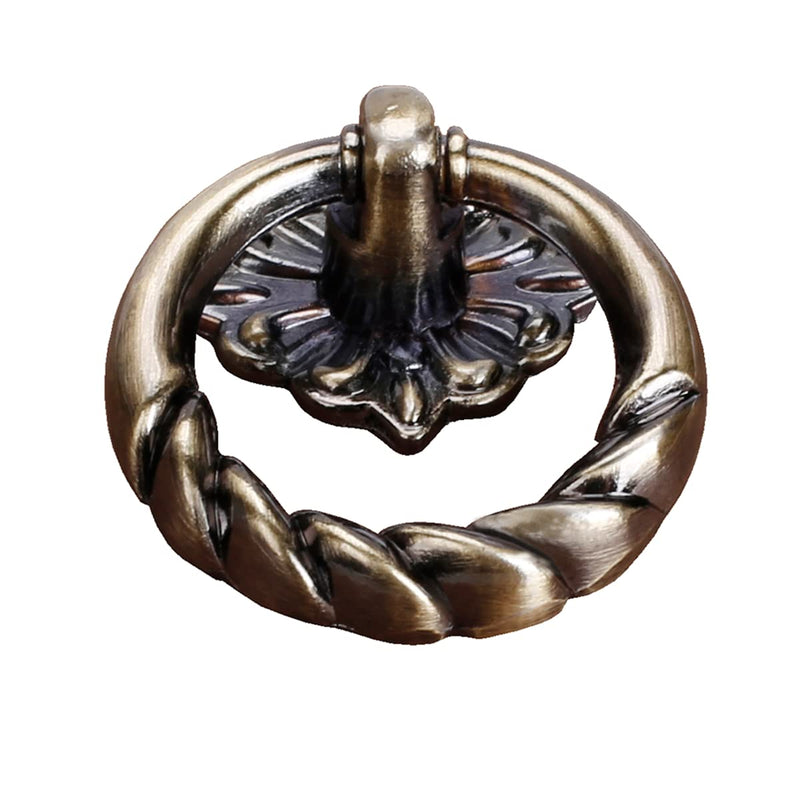12 Pack Retro Style Bronze Drop Ring Cabinet Drawer Pull - Alloy Wardrobe Furniture Handles, Bathroom Dresser Knobs With Screws - Luxury Hardware for Kitchen Cupboard 12P Bronze