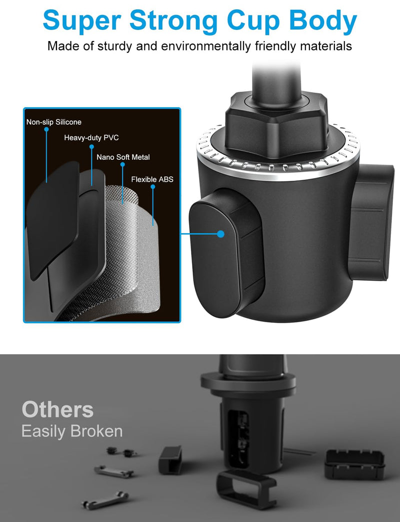 Cup Car Tablet Holder for Car, Car Cup Holder Tablet Mount, Universal Adjustable Gooseneck Cup Holder Tablet Cradle with 360° Rotation for 4-11" Tablet iPad Pro,Galaxy Tabs, Z Fold, Fire, Phone