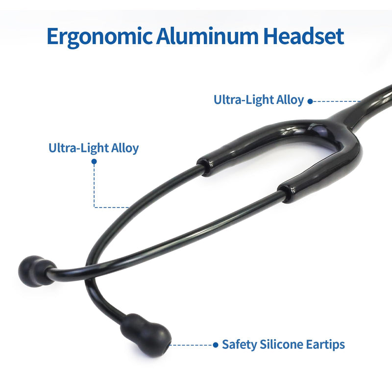 Scian Lightweight Stethoscope -Enhanced Acoustic, Satin-Flex Tube, Aluminum Featherlight Dual Head for Nurse Essentials, Black