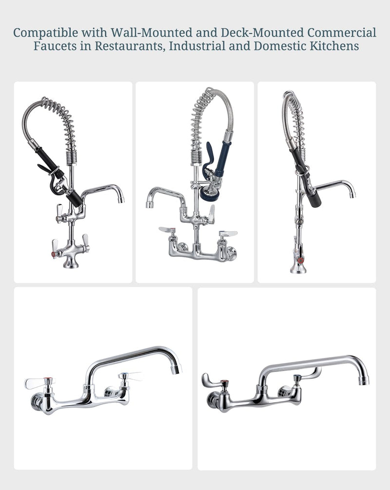Commercial Faucet Parts 14 Inch Swivel Spout Replacement Kit for Commercial Kitchen Sink Faucet 1.8 GPM Stainless Steel Swivel Swing Add-on Nozzle for 2 or 3 Bay Compartment Sinks