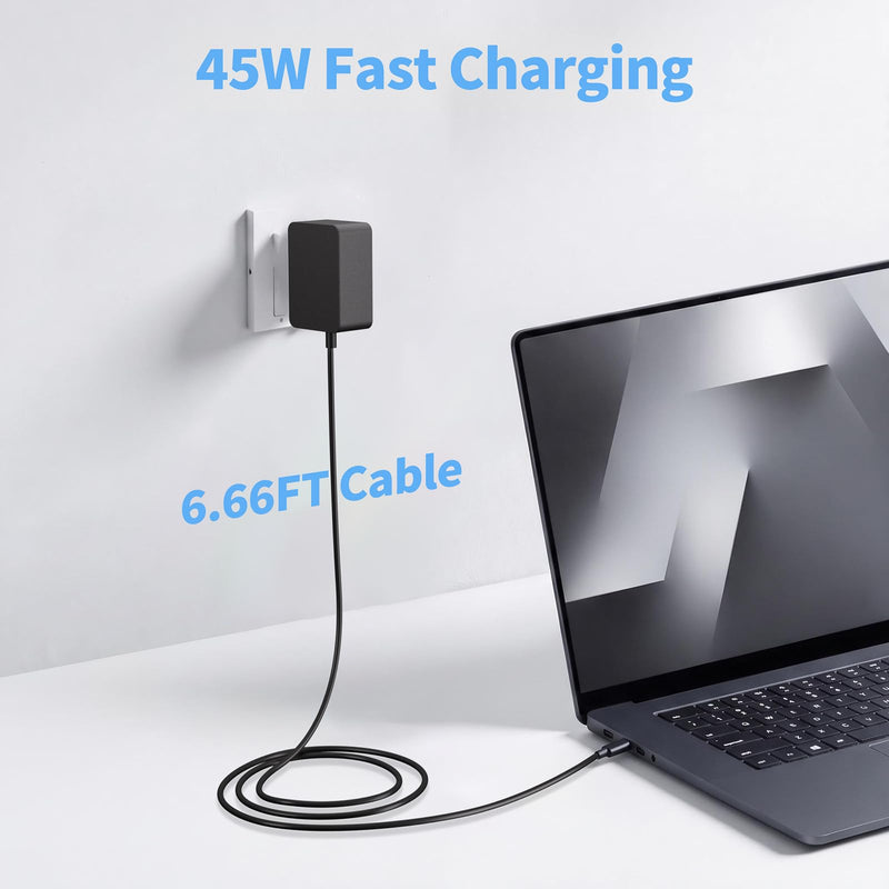 45W USB-C Surface Pro Charger Compatible with Microsoft Surface Pro | Compatible with Microsoft Surface Pro 12", Surface Laptop 13" Snapdragon X Plus, Surface Pro 10, 6.6 FT Wall Power Adapter