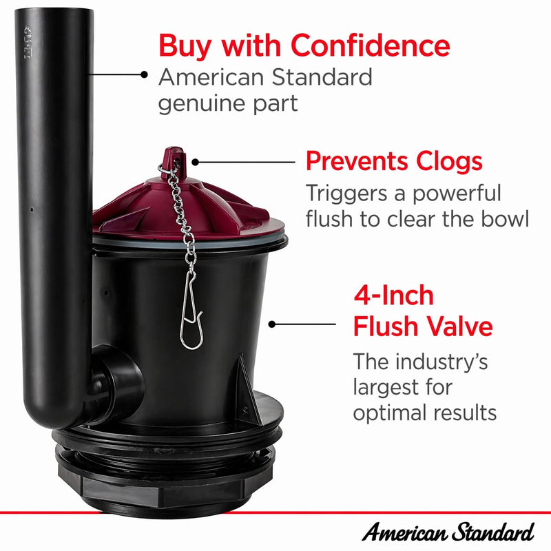 American Standard 4" Champion Universal Flush Valve Kit – Genuine OEM Part – Fits All 2-Piece Champion Toilets – Includes Wrench, Lock Nut & Extra Flapper (Model 7382106-100.0070AP)